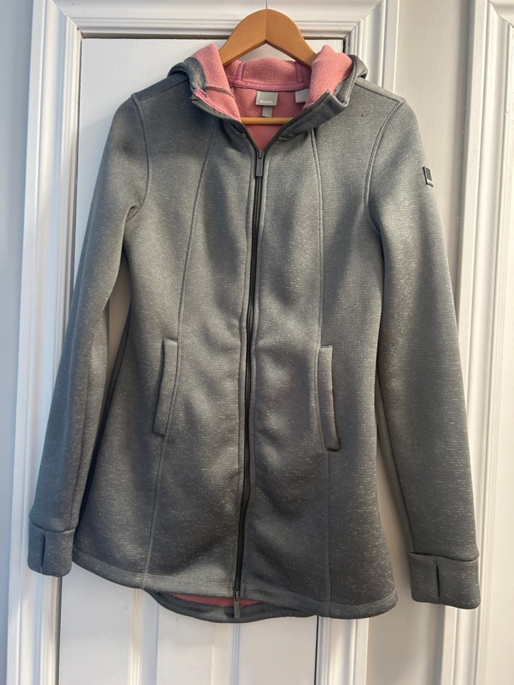 Bench Gray Hooded Utility Jacket with Pink Lining